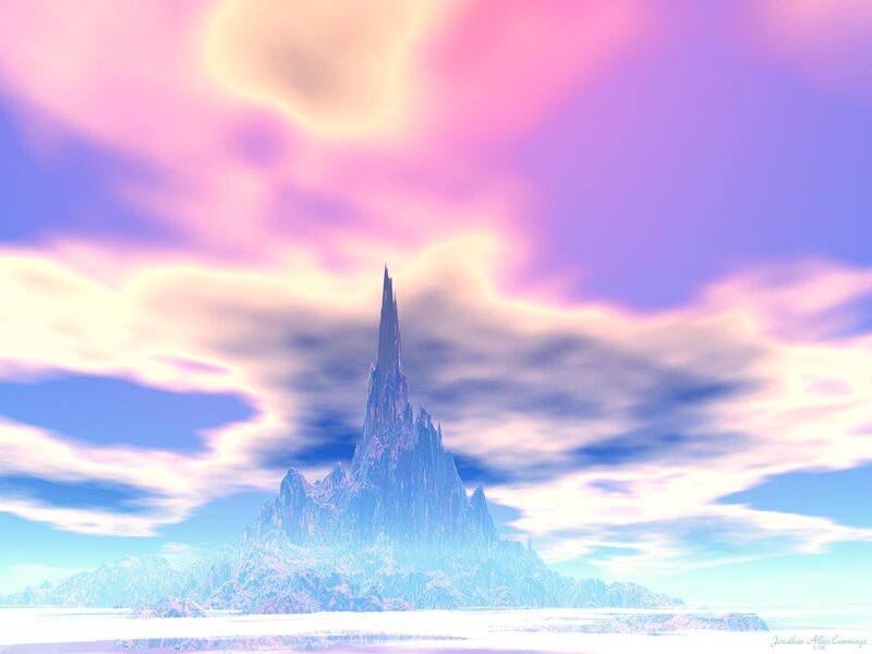 Fantasy mountain at sunset