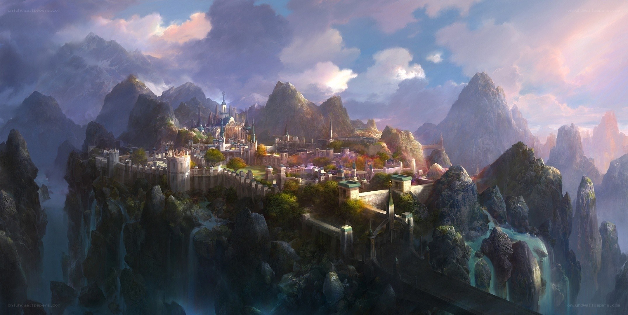 fantasy mountain fortress city