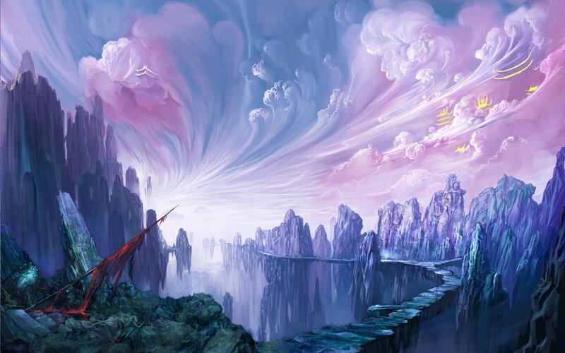 Fantasy Mountain Landscape — Purple