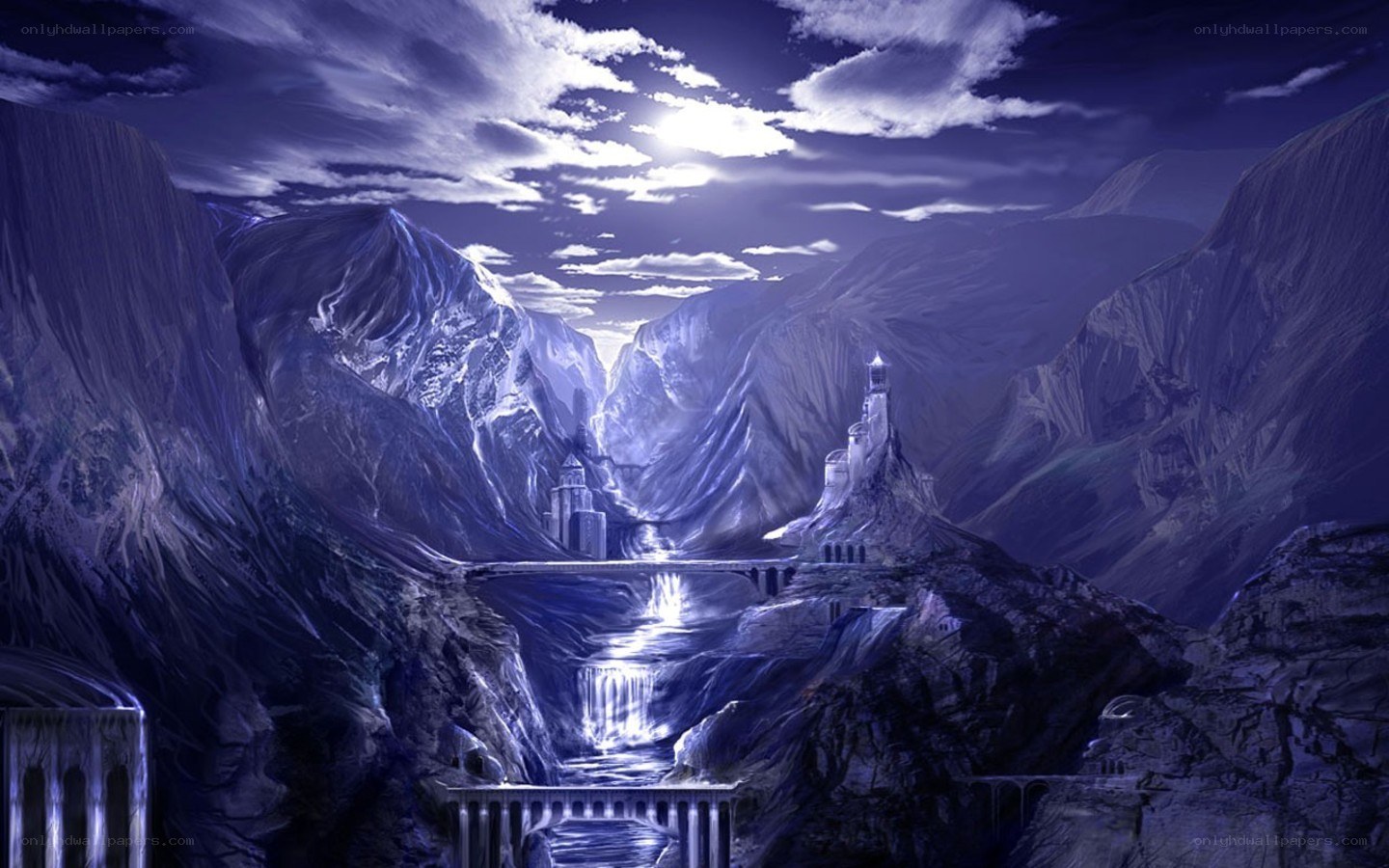 fantasy mountain valley castle