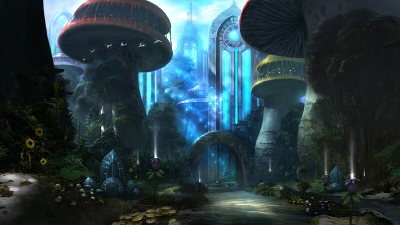 Fantasy Mushroom Forest — Blue
