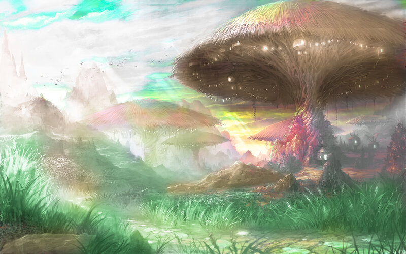 fantasy mushroom village