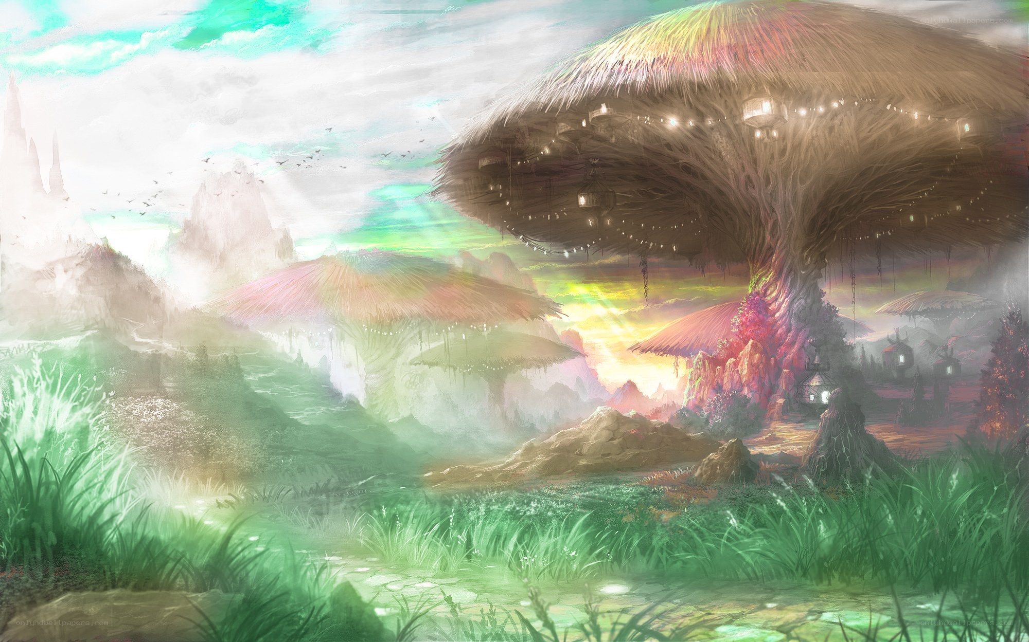 fantasy mushroom village