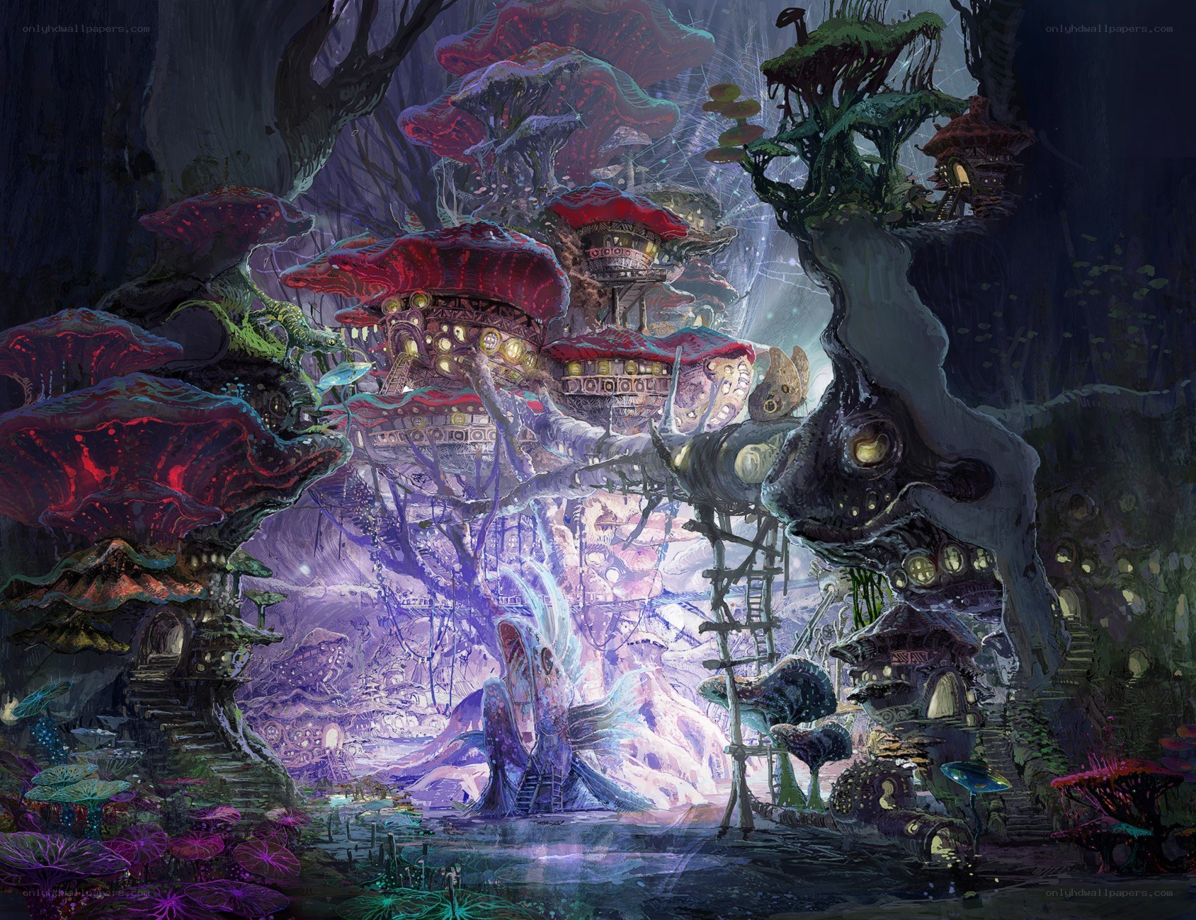 fantasy mushroom village