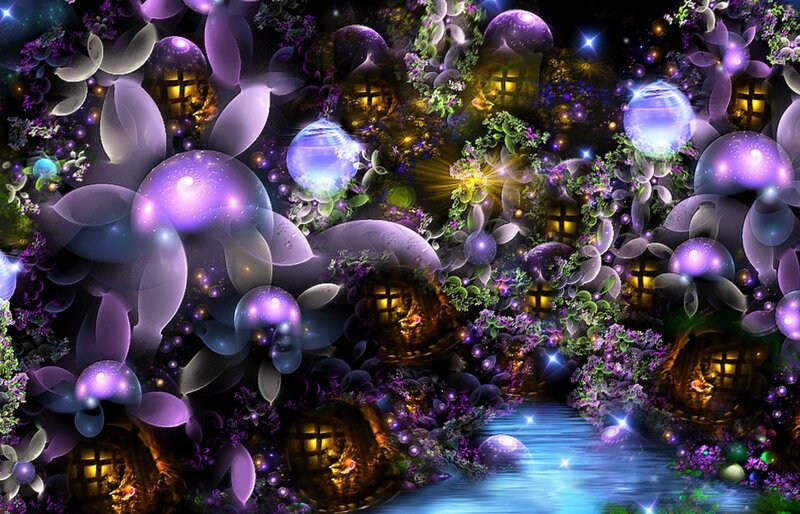 Fantasy Mushroom Village — Purple