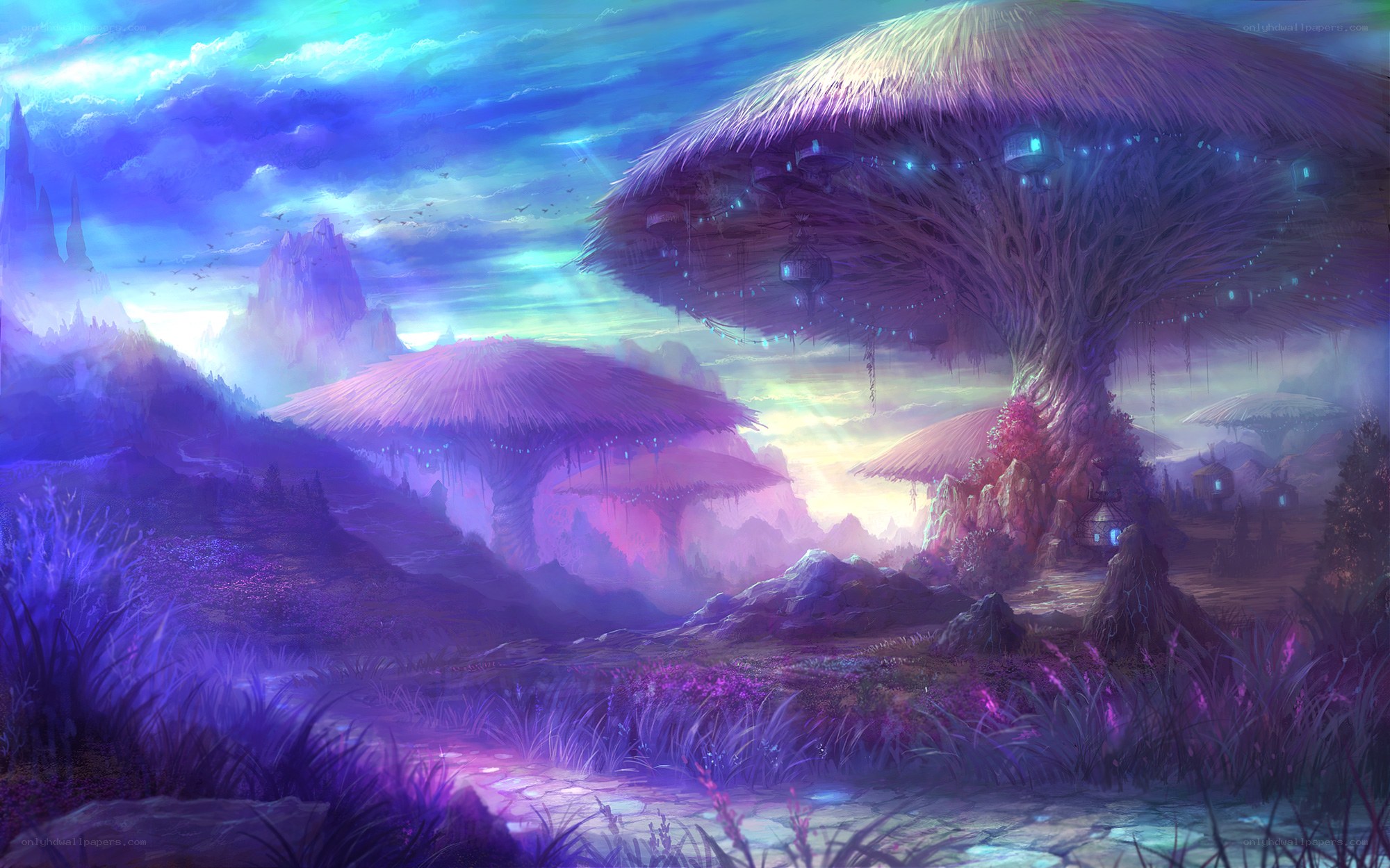 Fantasy mushroom village