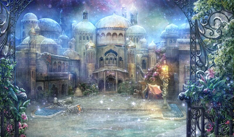 Fantasy Palace Courtyard — Blue, Serene