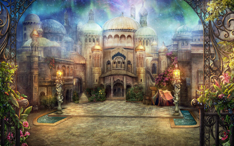Fantasy Palace Courtyard — Blue