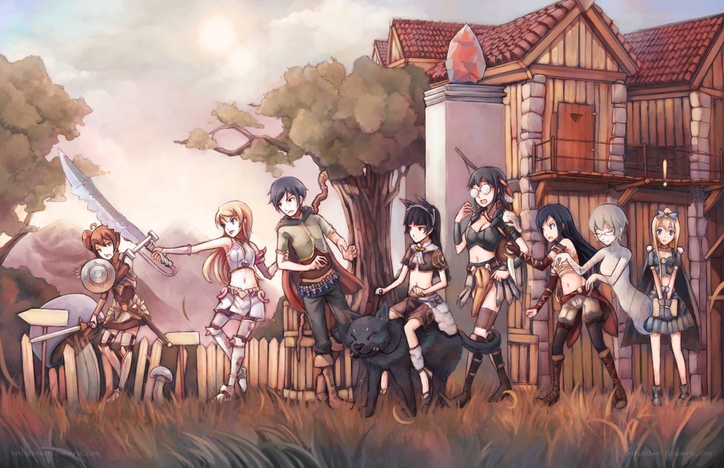 Fantasy party in a village