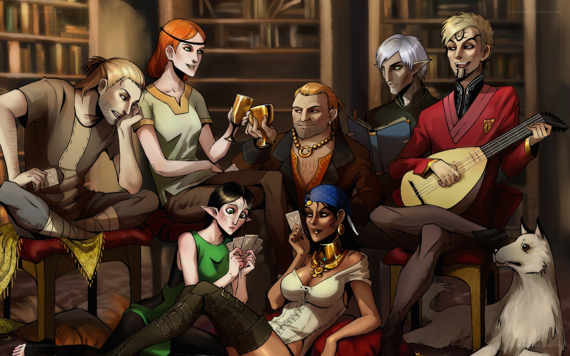 fantasy party with characters