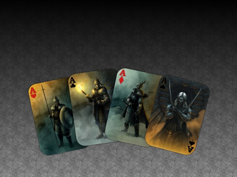 Fantasy playing cards with warriors
