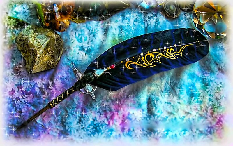 Fantasy quill with gemstones