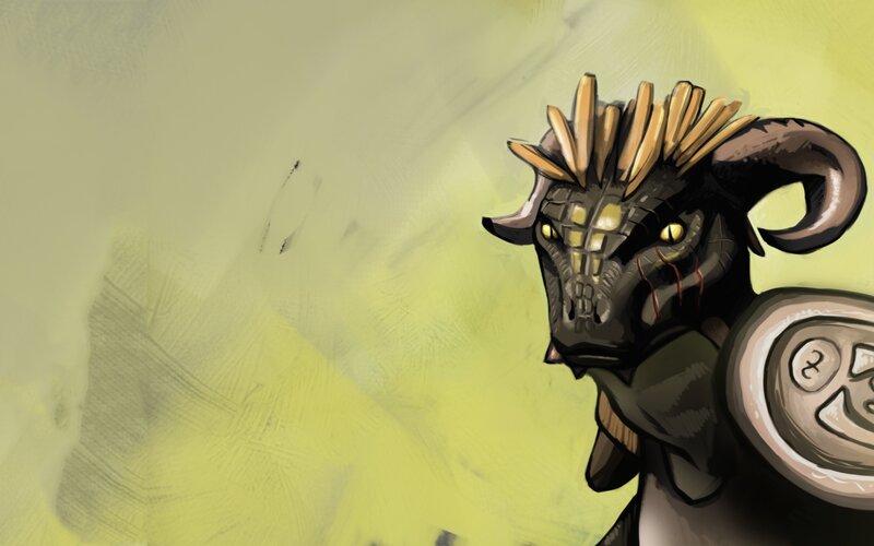 fantasy ram-headed warrior