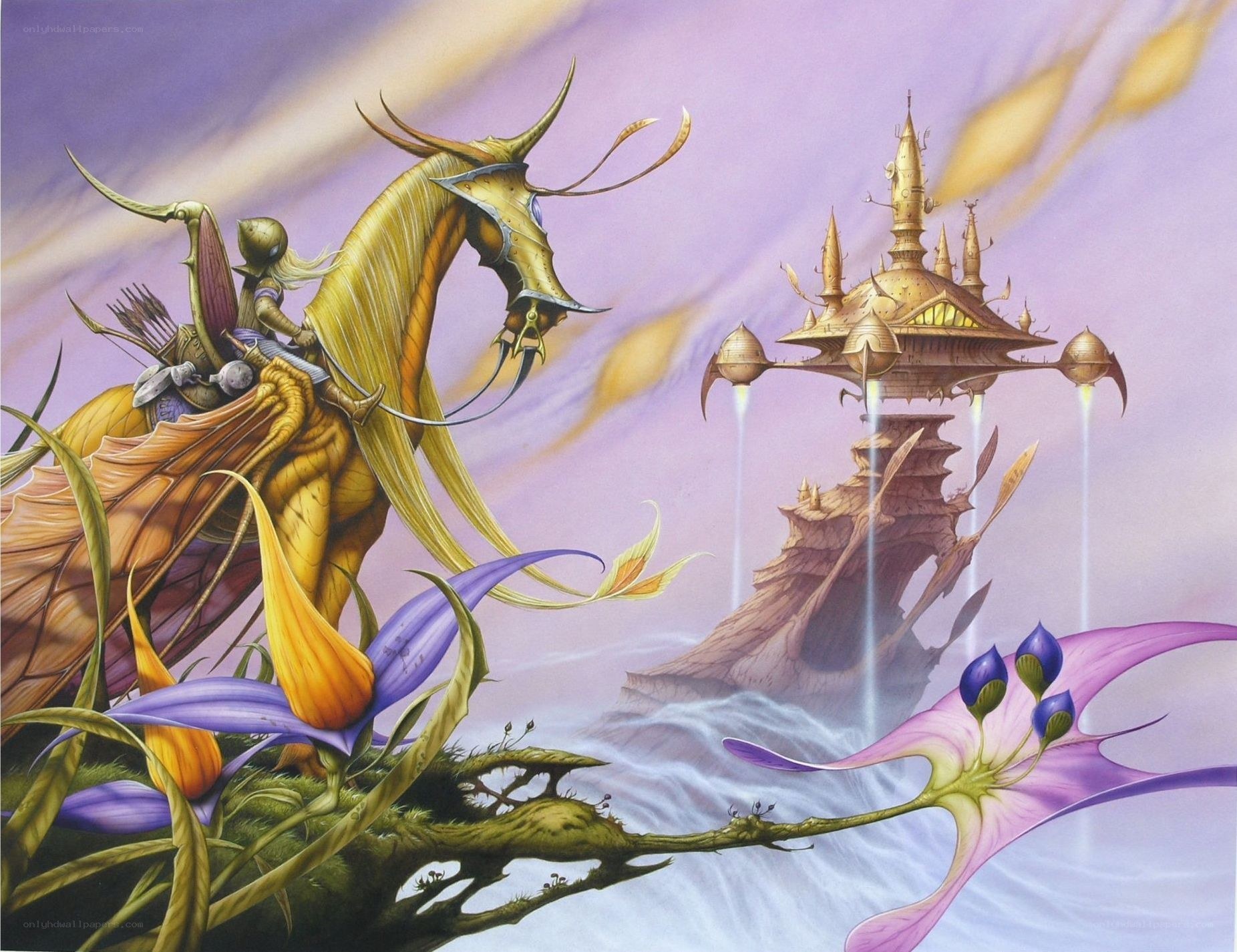 Fantasy rider on golden steed