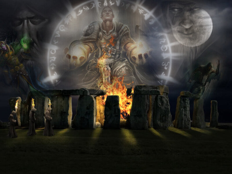 Fantasy ritual at stone circle
