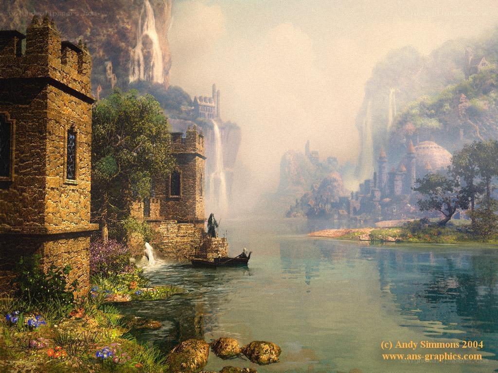 Fantasy river landscape
