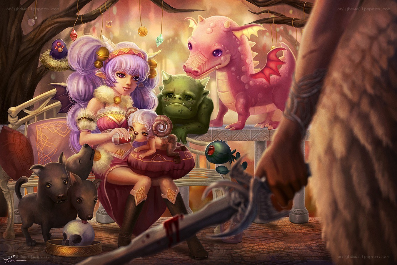 Fantasy scene with magical creatures