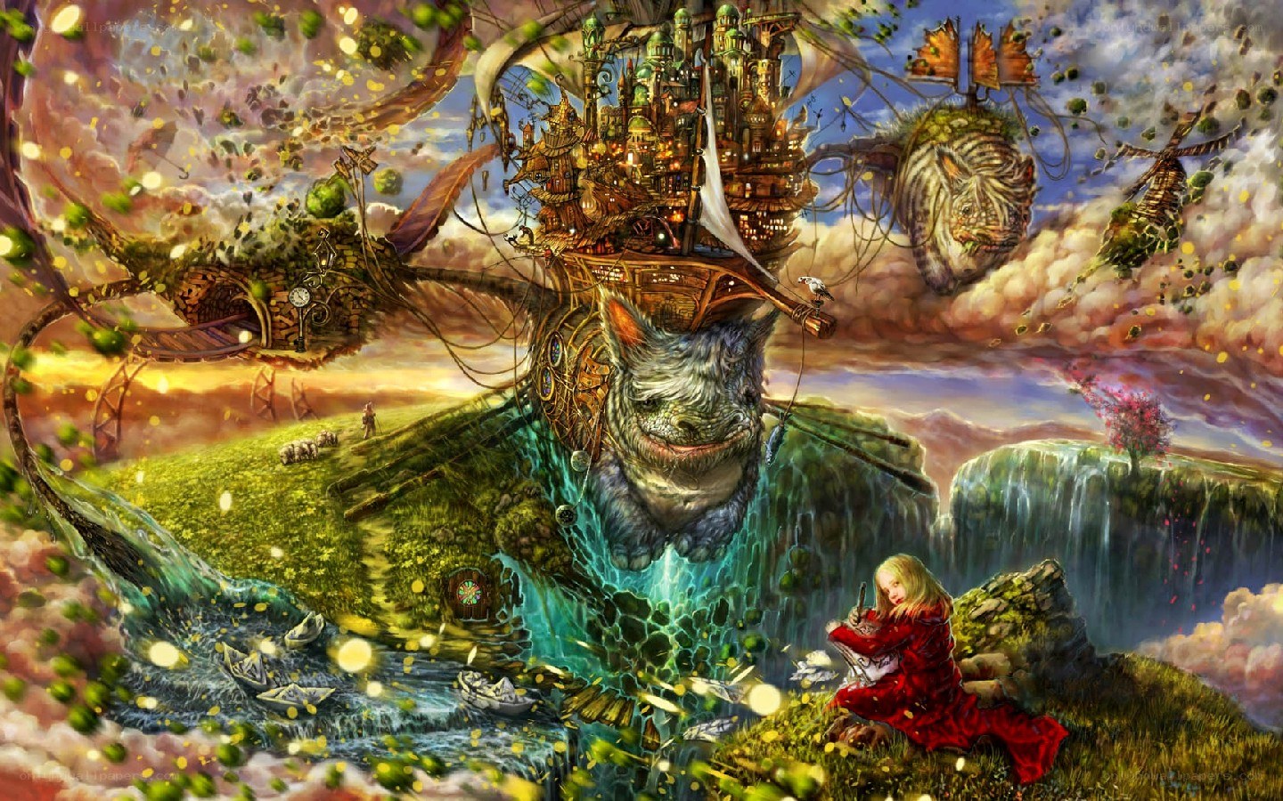 fantasy sky city landscape