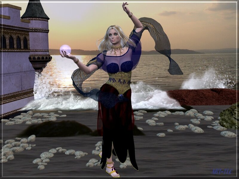fantasy sorceress by the sea