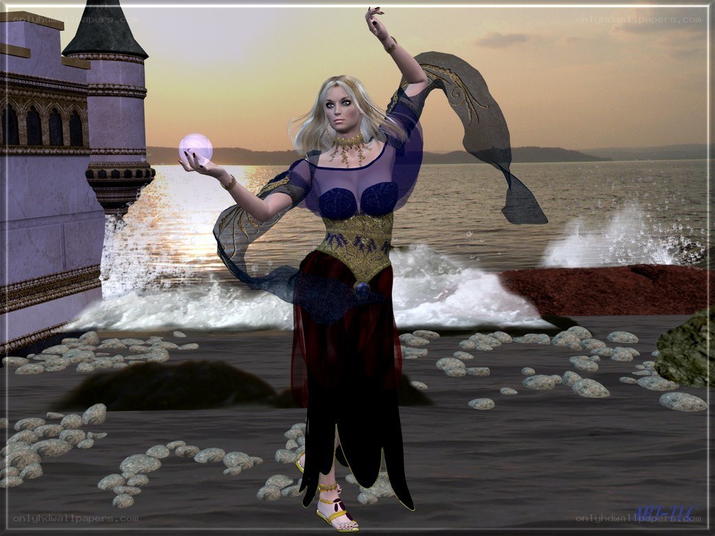 fantasy sorceress by the sea