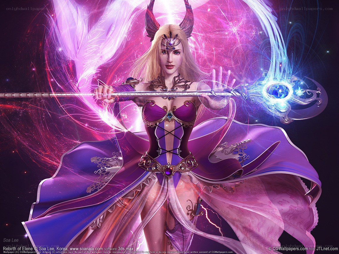 Fantasy sorceress with staff