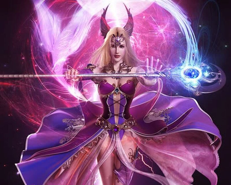 Fantasy sorceress with staff