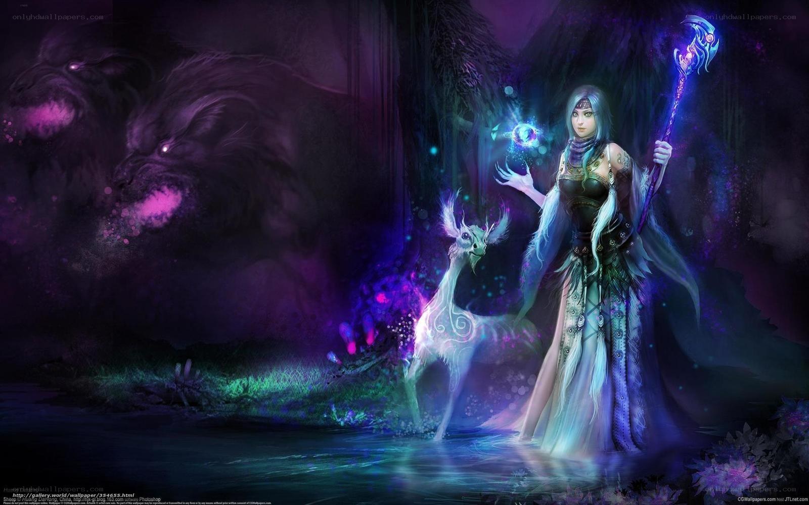 Fantasy sorceress with staff