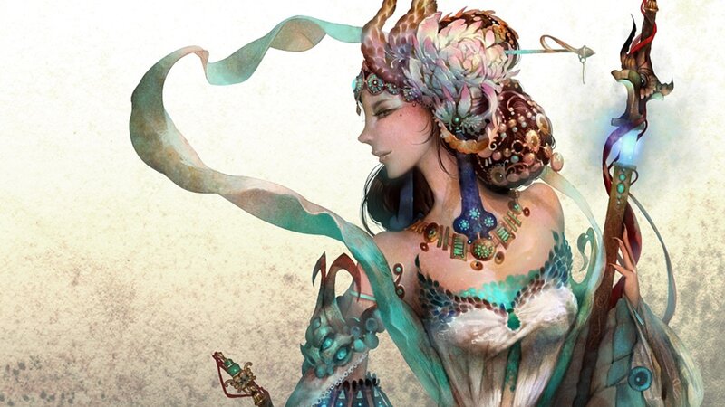 Fantasy sorceress with staff