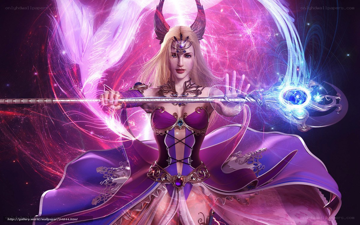 Fantasy sorceress with staff
