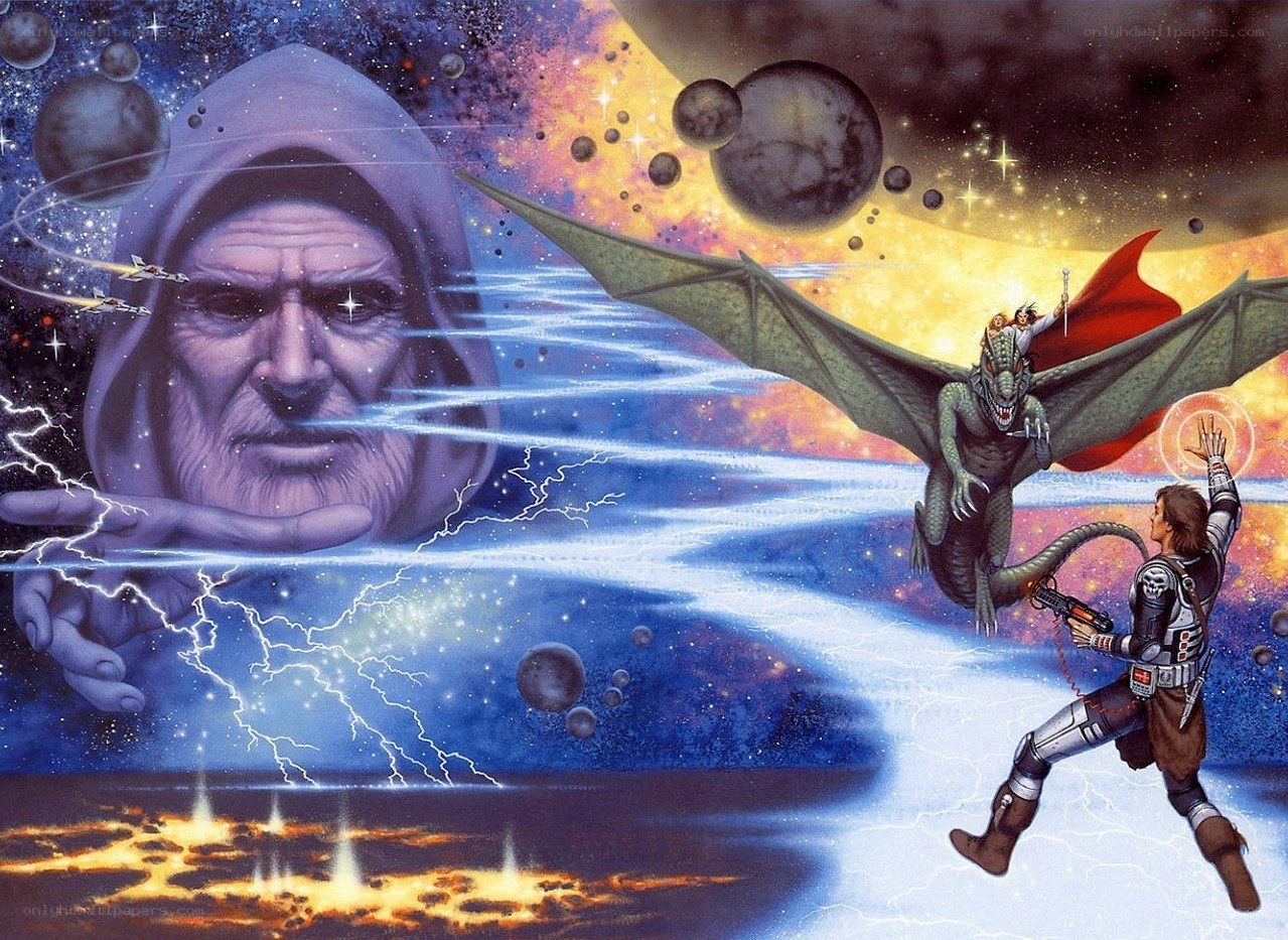 Fantasy space battle scene