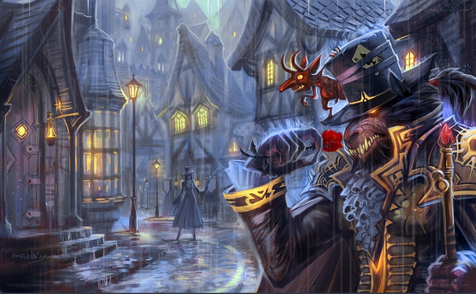 Fantasy street confrontation