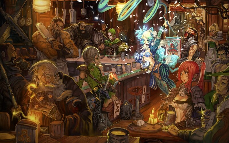 Fantasy tavern gathering