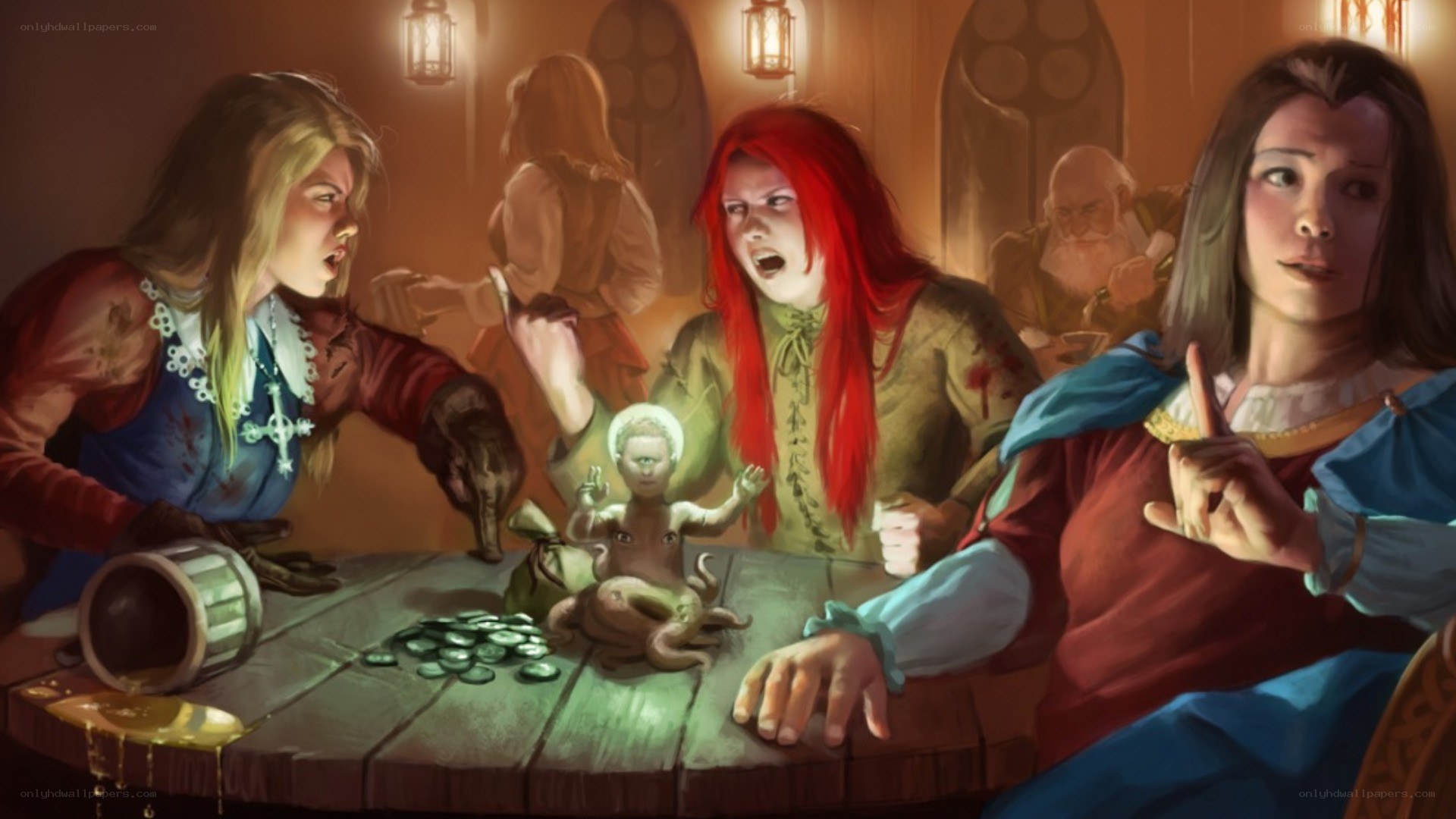 Fantasy tavern scene with magic