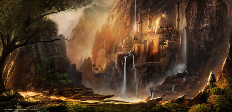 Fantasy temple in a canyon