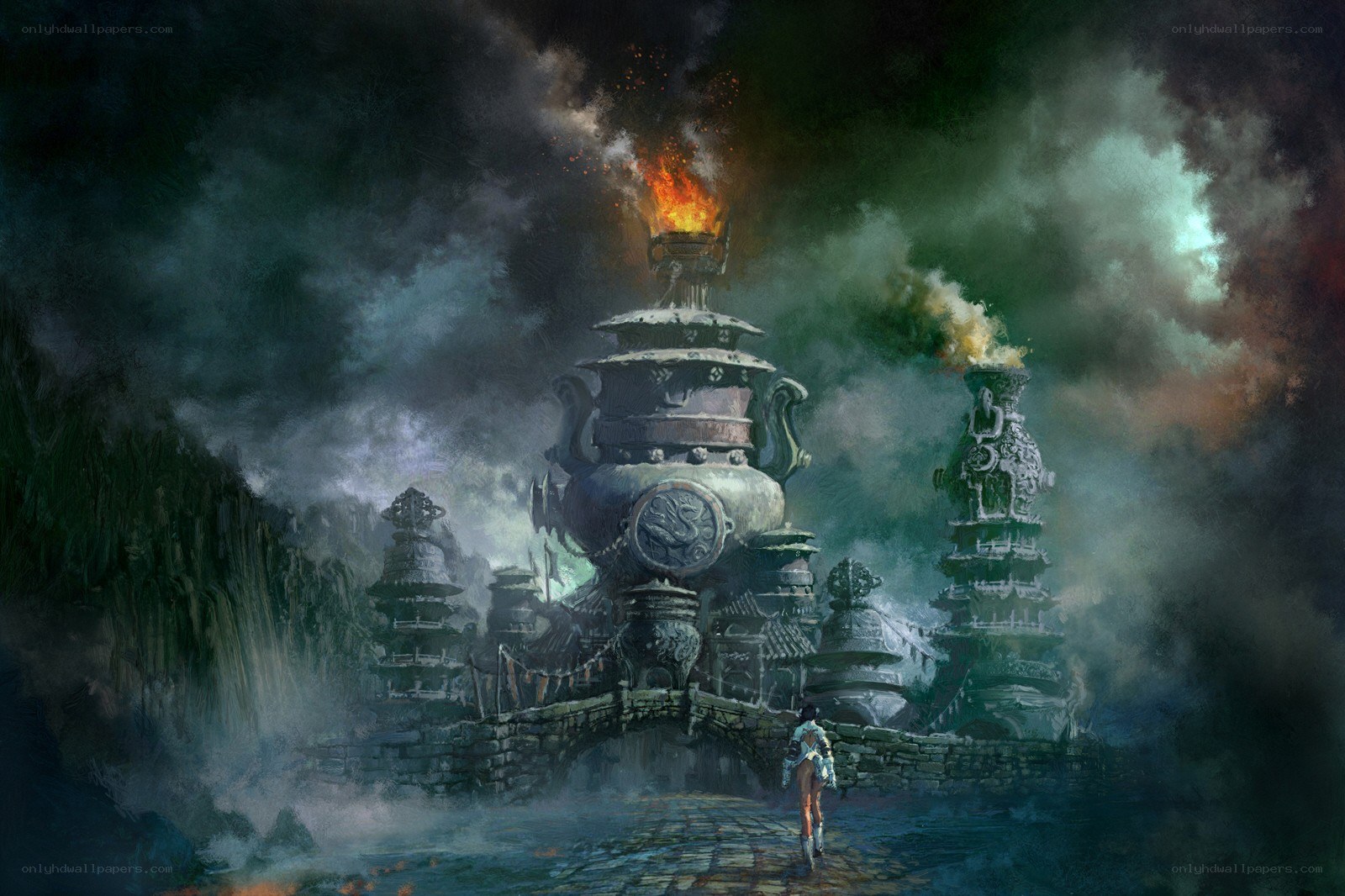 Fantasy temple in ruins