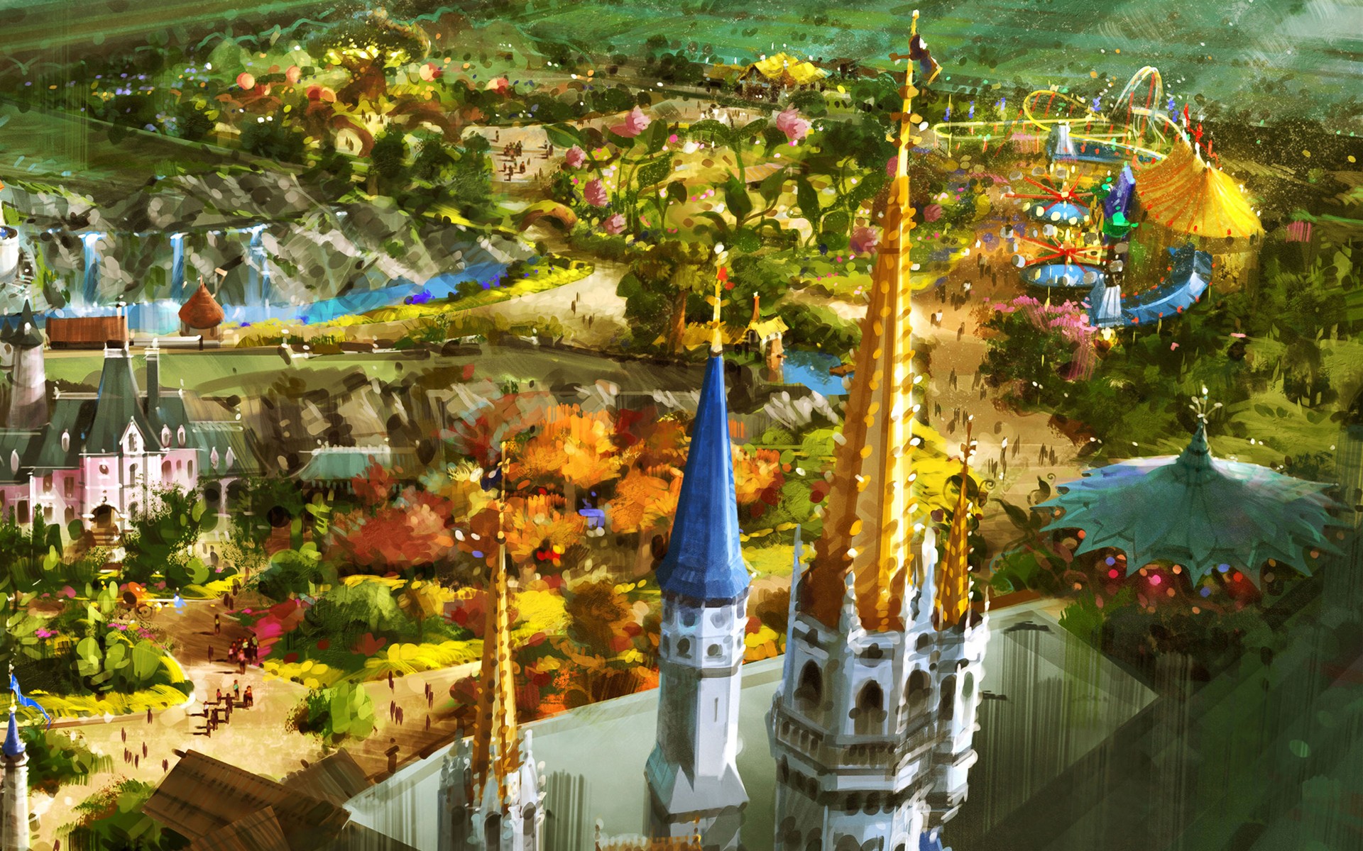 Fantasy theme park concept art