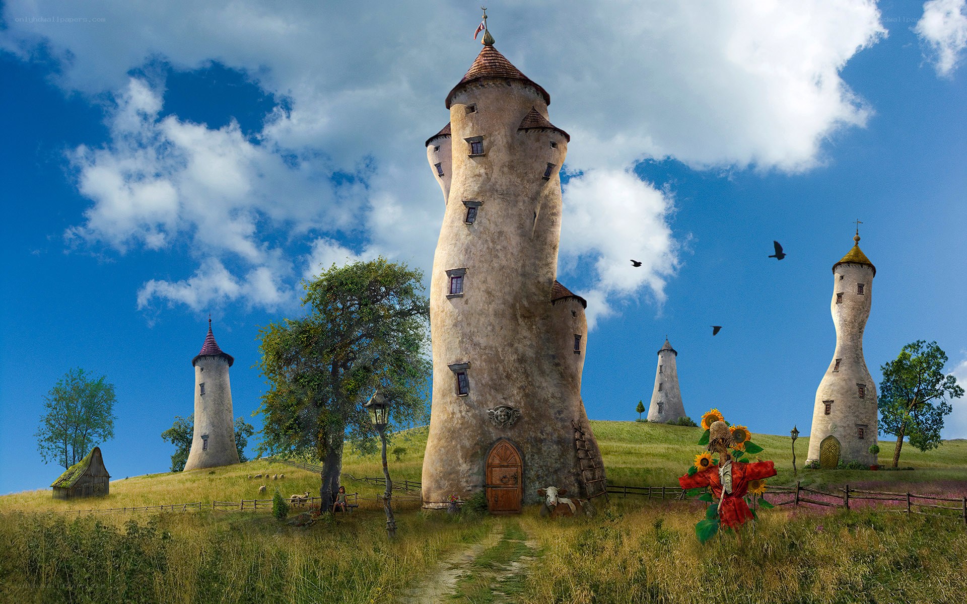 Fantasy towers on a hill