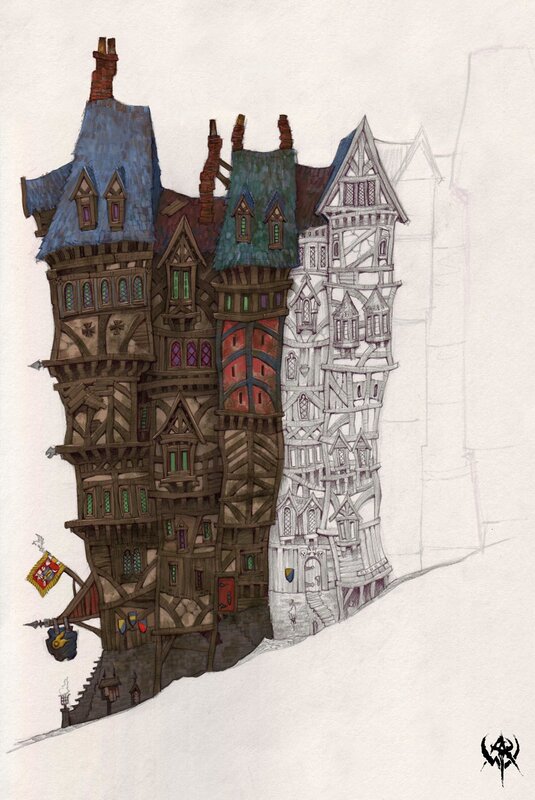 Fantasy town illustration