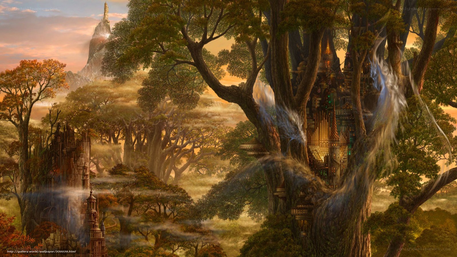 Fantasy tree city landscape