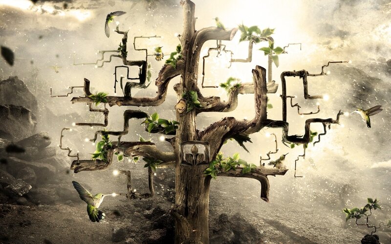 Fantasy Tree with Birds