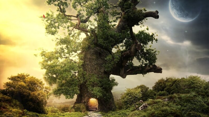 fantasy tree with moon