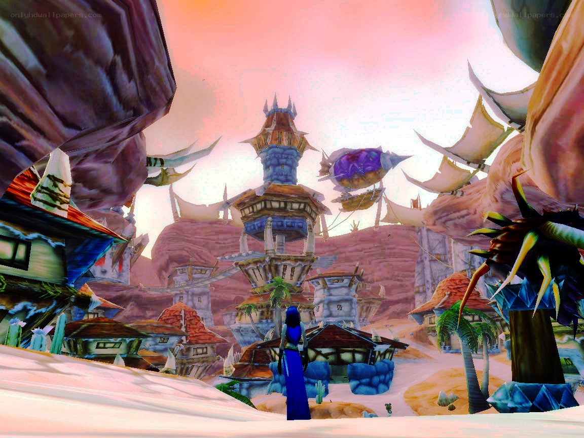 fantasy village at sunset