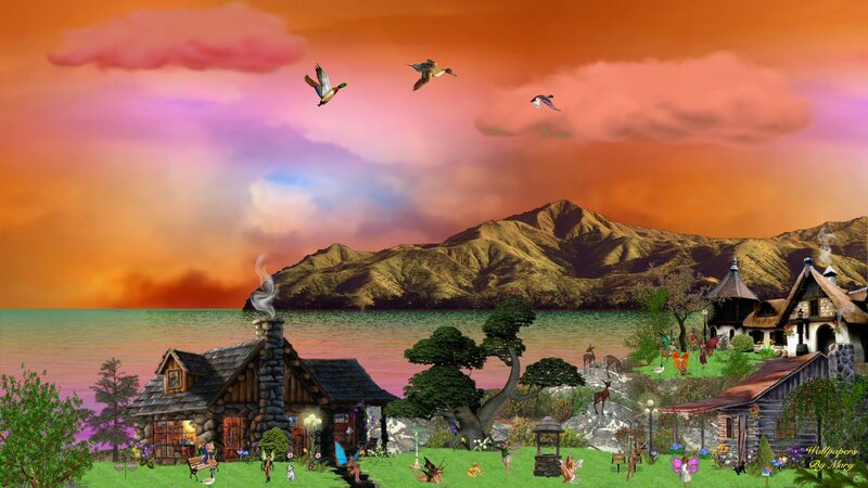 Fantasy Village at Sunset — Orange