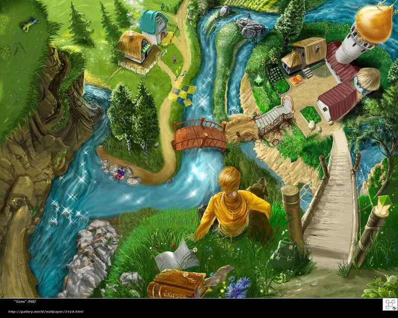 Fantasy village by the river