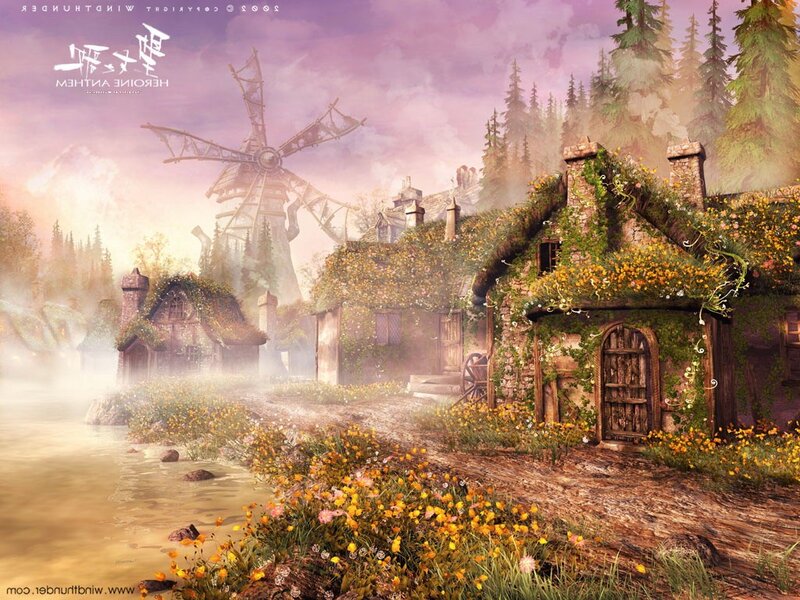 Fantasy village by the river