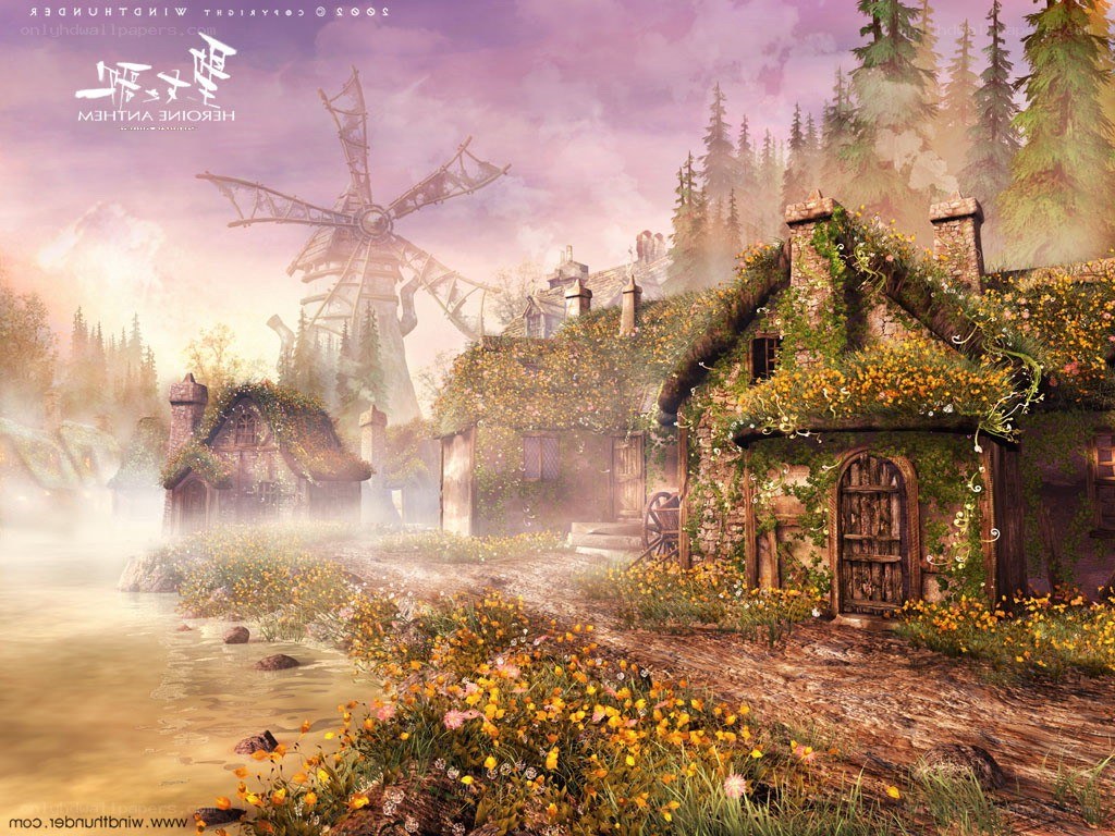 Fantasy village by the river