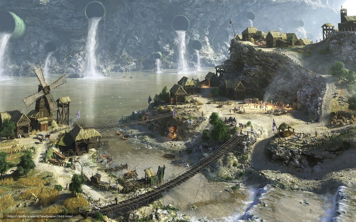 Fantasy village by the river