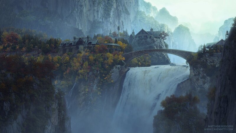 Fantasy Village by Waterfall