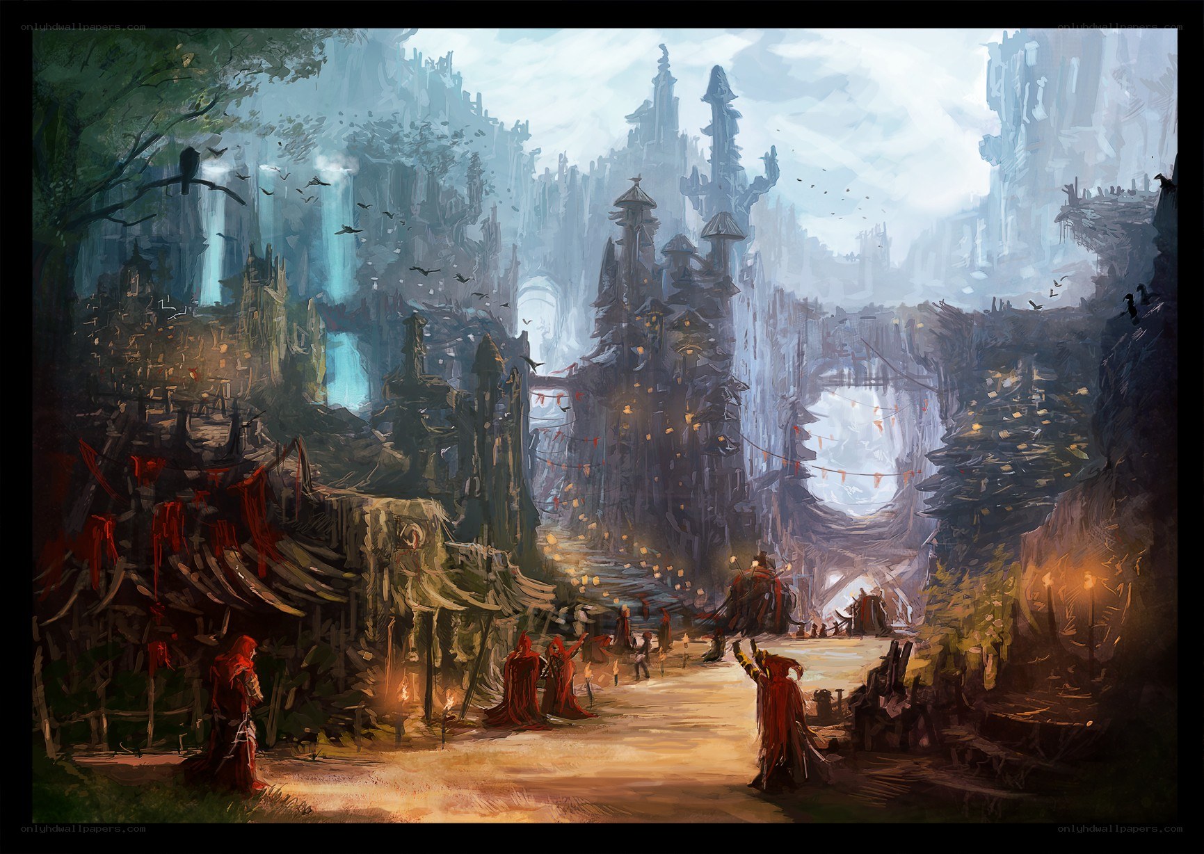 Fantasy village in a canyon