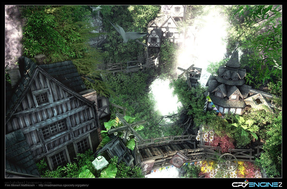 Fantasy village in a forest